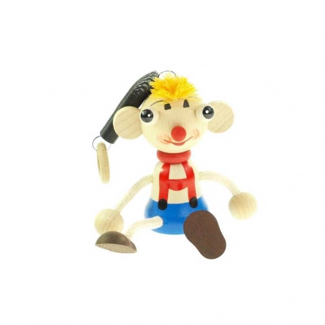 Garçon aux grands yeux sur ressort figurine en bois
