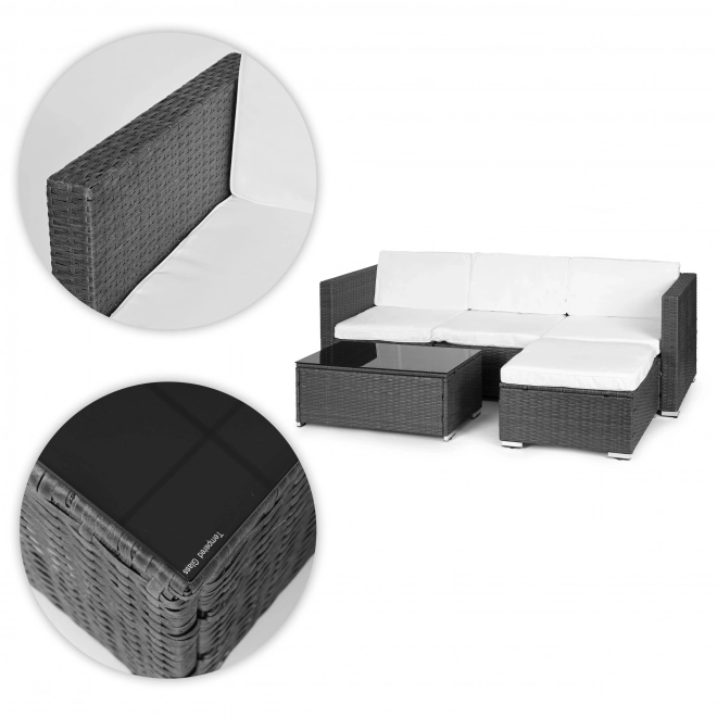 Rattan garden seating set with modular corner sofa and table grey MultiGarden