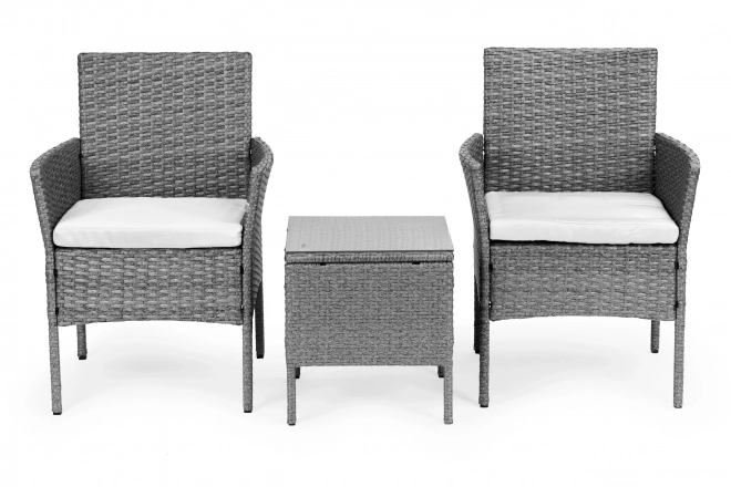 Garden furniture set with rattan look – table and chairs grey MultiGarden