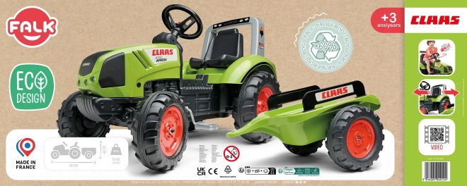 FALK Pedal Tractor Claas Arion 430 with Trailer