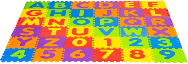 Large EVA foam mat for kids letters numbers 178x178 cm 36 pcs.