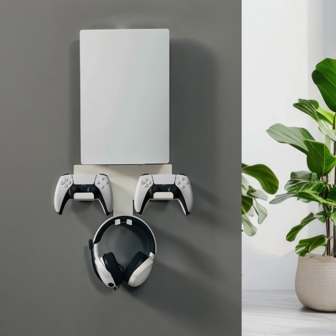 Wall-Mounted Stand for PlayStation 5 White with Controller Holders