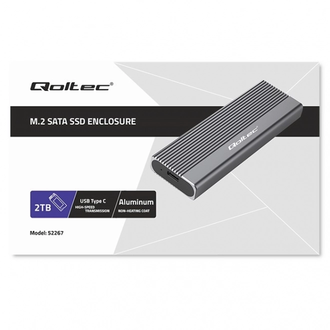 Aluminiumgehäuse für M.2 SSD SATA NGFF USB-C 2TB Grau