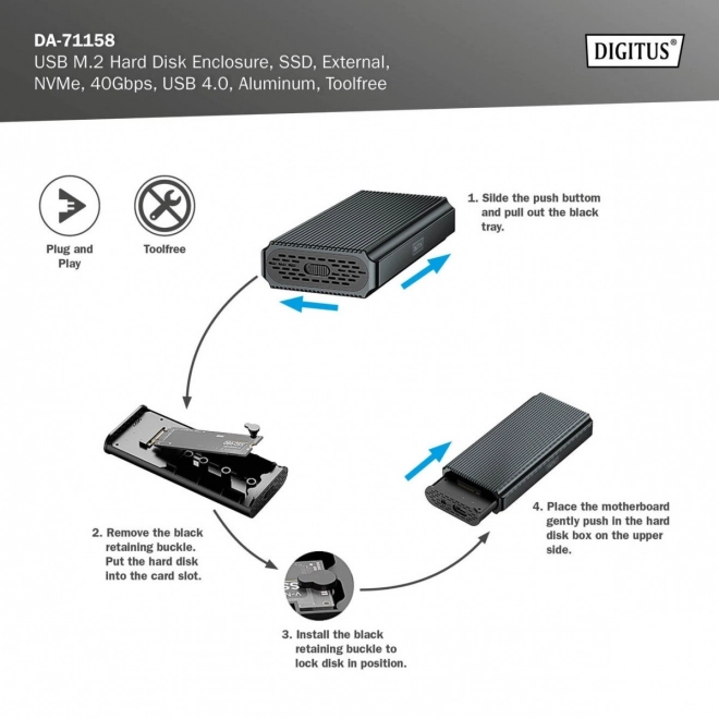 Aluminum USB 4.0 Type-C Enclosure for M.2 NVMe SSD