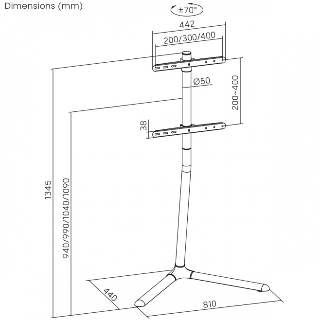 Floor Stand for TV 32-70 Inches