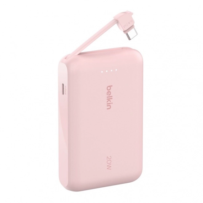 Powerbank 10000 mAh with Integrated Cable - Pink