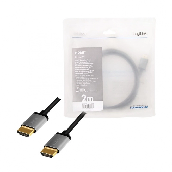 Cavo HDMI 4K/60Hz in alluminio nero 2m