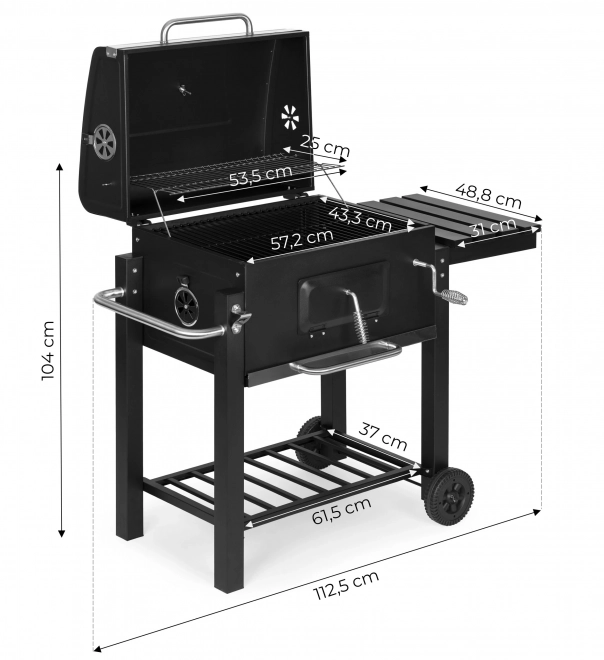Large Charcoal Garden Grill with Wheels