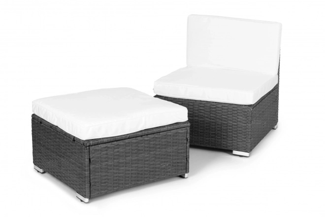 Rattan garden seating set with modular corner sofa and table grey MultiGarden