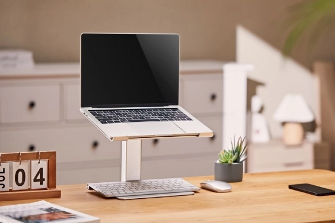 Silver laptop stand with adjustable height for 15.6 inch notebooks