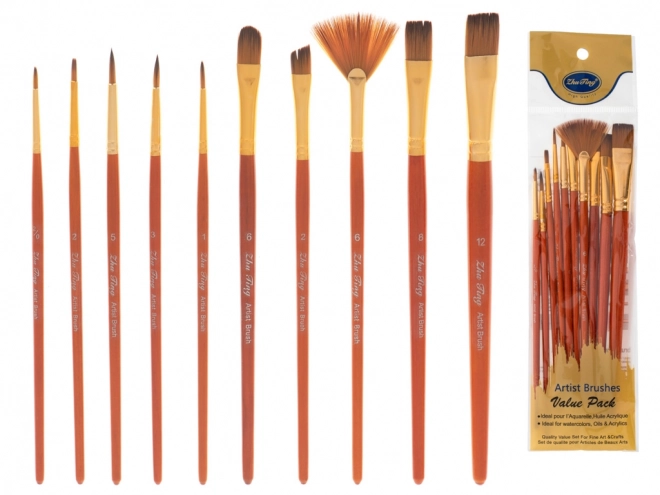 Set of School Art Brushes 10 pcs