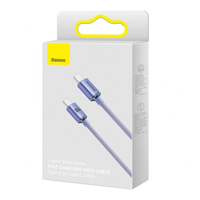 Baseus Crystal Shine USB-C auf USB-C Kabel, 100W, 1,2 m – Lila