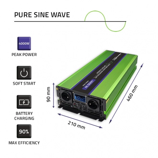 Inverter di tensione Qoltec Monolith a onda sinusoidale pura con display LCD
