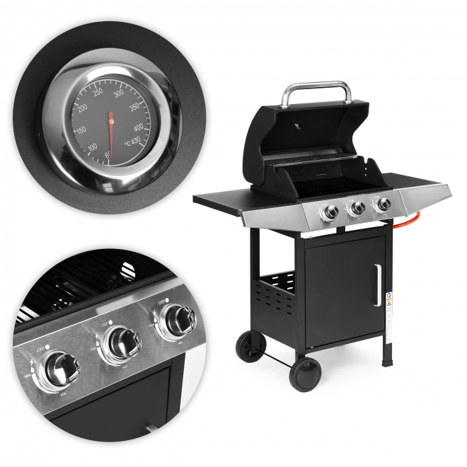 Gas garden grill with 3 burners