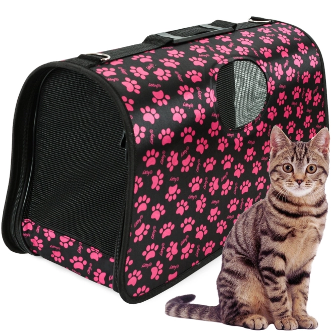 Transport Bag for Pets Black with Paws
