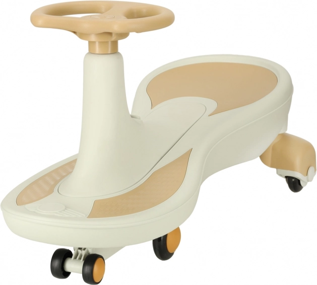 Gravity ride-on with LED wheels and music, 76 cm, beige–white, load capacity 100 kg