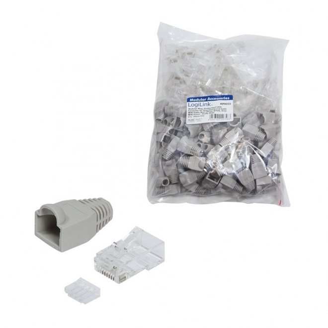 RJ45 CAT.6 Connectors with protection, grey, pack of 100 pcs