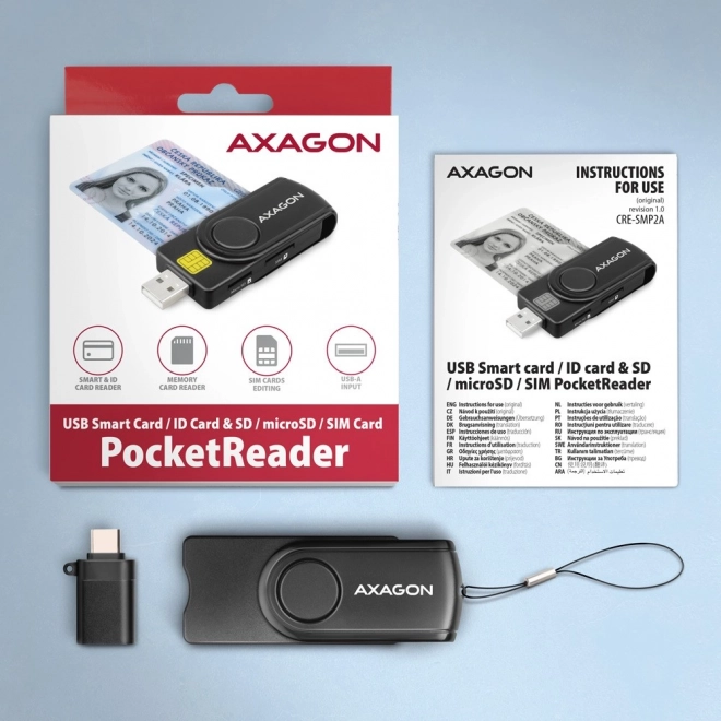 Axagon card reader with SD/microSD/SIM slots