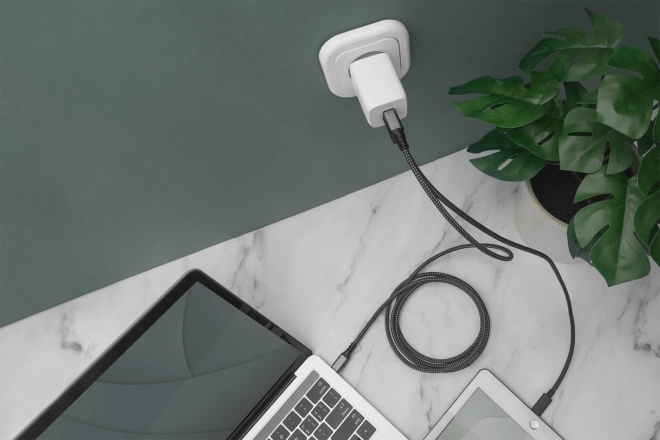Výkonná sieťová nabíjačka DIGITUS 2x USB-C GaN 65W, biela