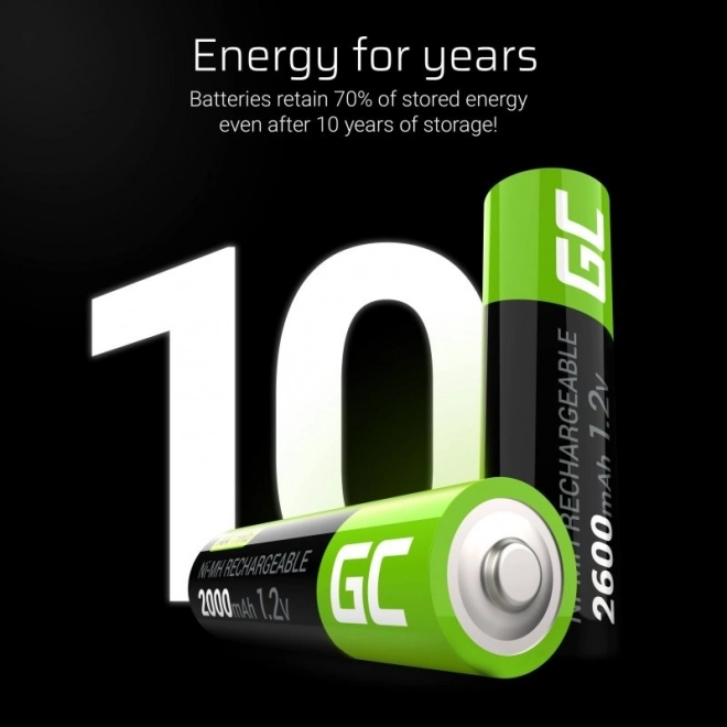Rechargeable AA 2600mAh Batteries - Green Cell