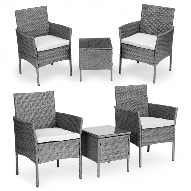 Garden furniture set with rattan look – table and chairs grey MultiGarden