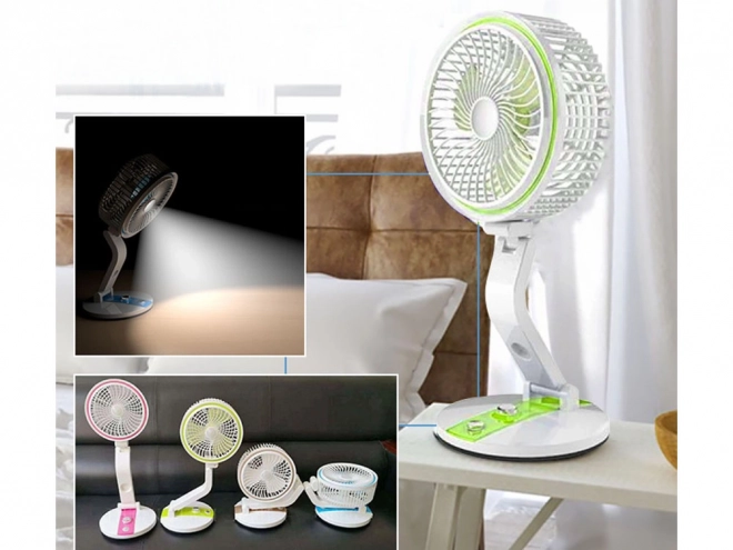 Přenosný skládací ventilátor s LED světlem