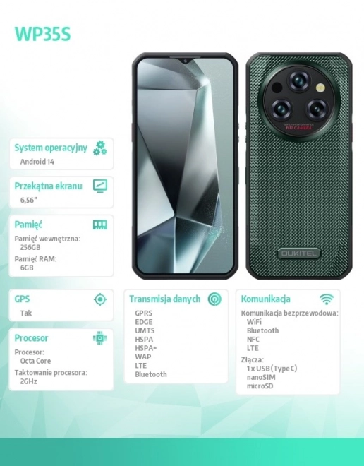 Rugged Smartphone 4G 6/256GB Green
