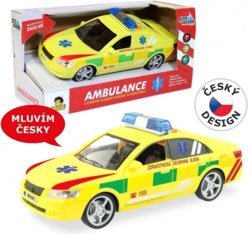 Ambulance with beacon and sound 1:16 with friction drive