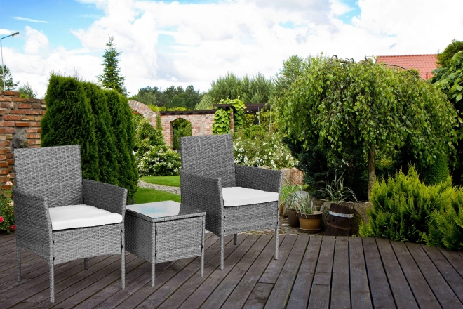 Garden furniture set with rattan look – table and chairs grey MultiGarden