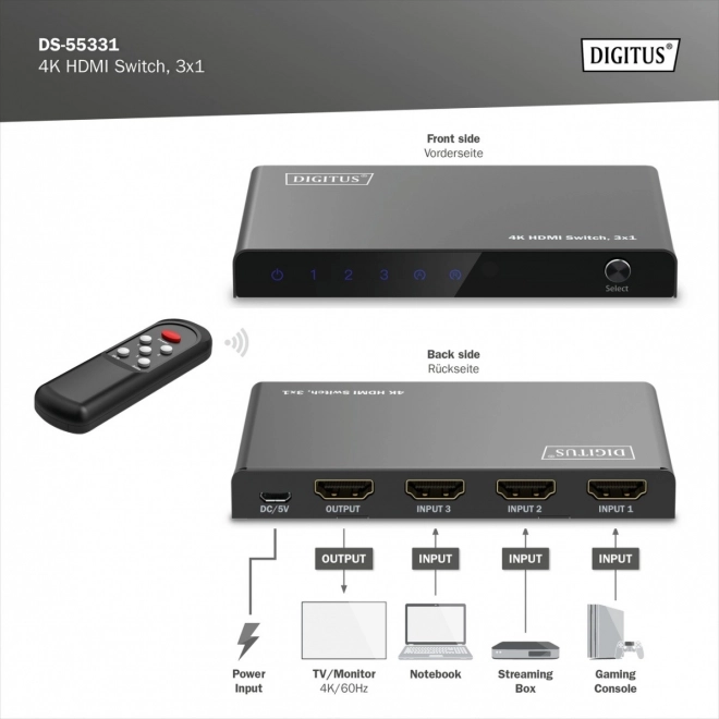 4k hdmi switch with remote control
