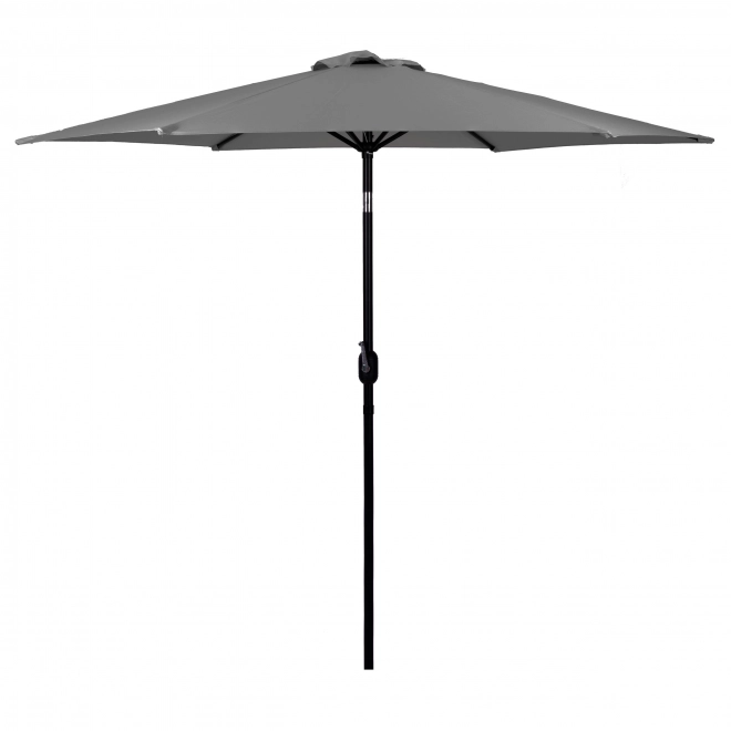 Large tilted garden umbrella with crank 6 ribs grey 270 cm