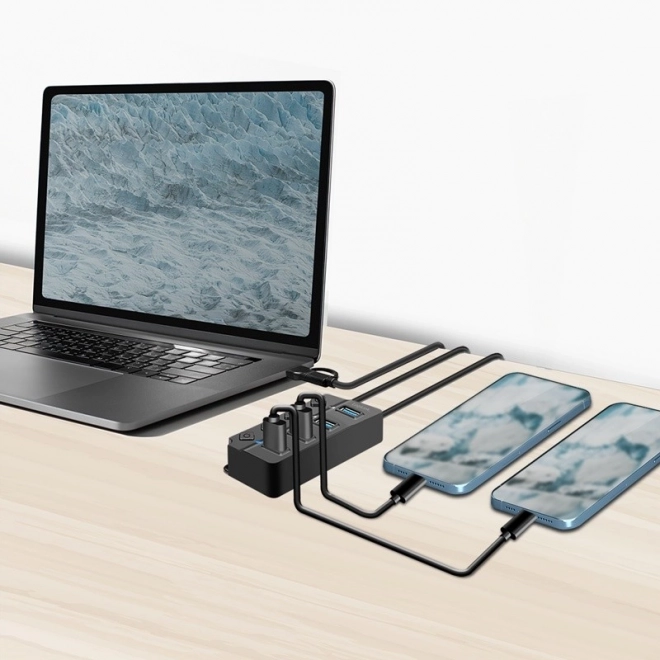 USB Hub with 4 ports, 3.2 Gen 1, black