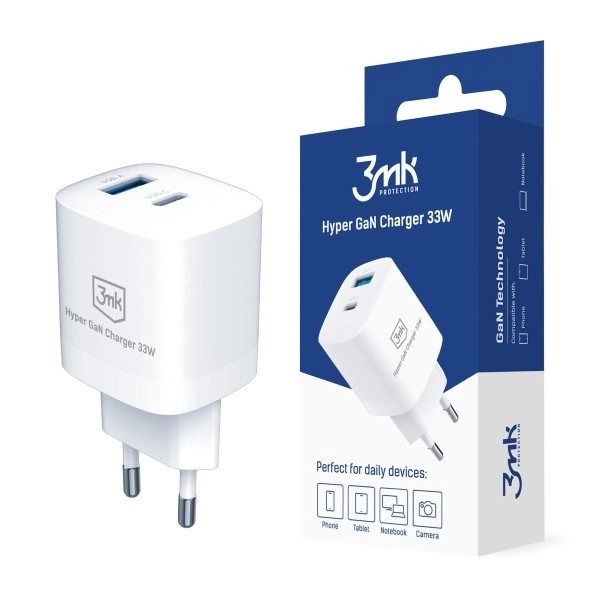 Compact 33W GaN Wall Charger with USB-C and USB-A