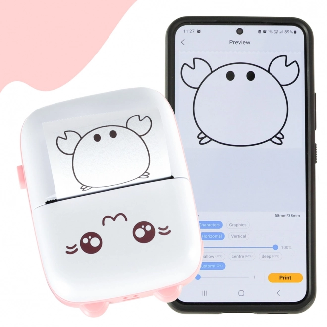 Mobile Mini Printer with Cat Design Pink