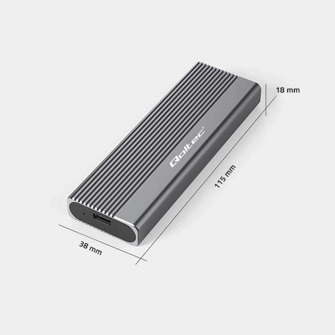 Aluminiumgehäuse für M.2 SSD SATA NGFF USB-C 2TB Grau