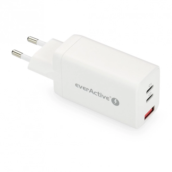 White Fast Charger USB/USB-C QC4+ 65W with GaN Technology