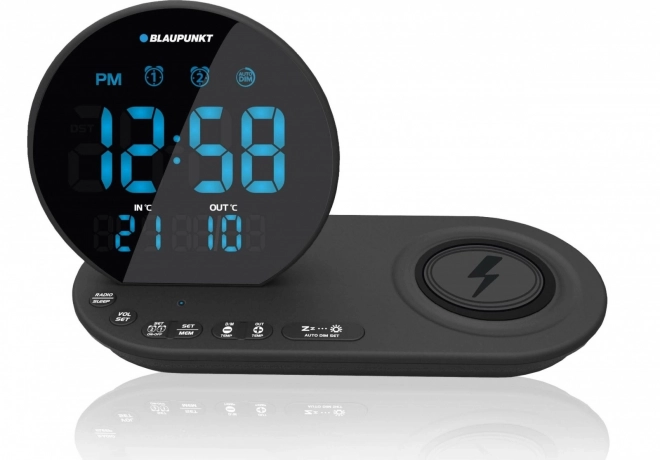 Fm Alarm Clock with Wireless Charging and Temperature Display