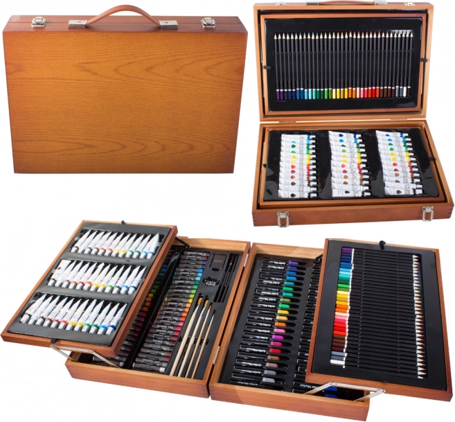 Set artistico in valigetta di legno 174 pz