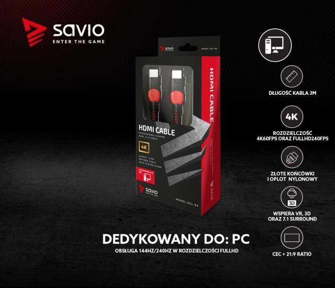 Cavo HDMI 2.0 rosso-nero 3 m