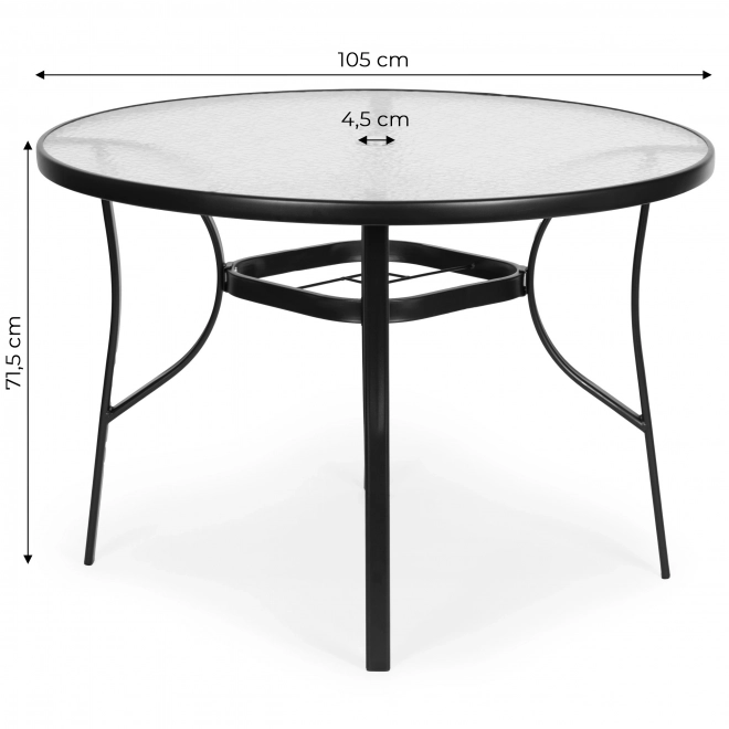 Round garden table 80 cm with parasol hole