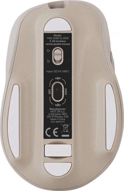 Mouse senza fili a batteria ricaricabile da 2,4 Ghz 6 pulsanti 2400DPI – Beige