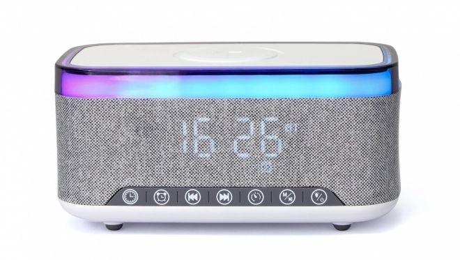 Digital alarm clock with wireless charging and DAB/FM radio