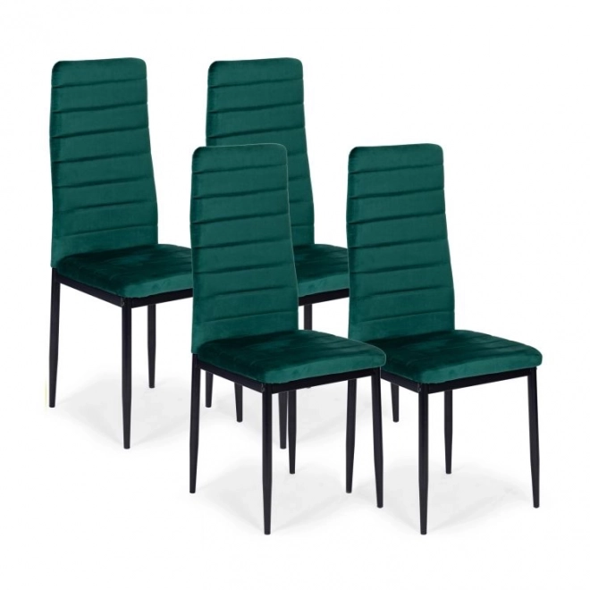 Chairs with contoured backrest - Green velvet - Set of 4 pieces