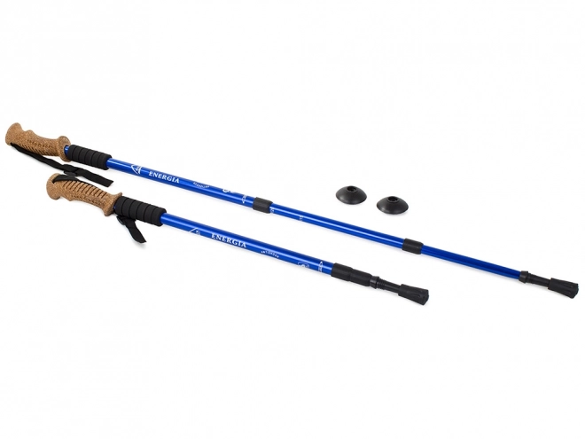 Bastone Nordic Walking Trekking con Impugnatura in Sughero – Blu