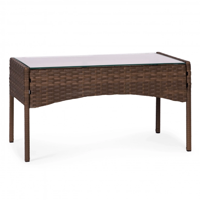 Garden furniture set with rattan look – bench, table, chairs brown MultiGarden