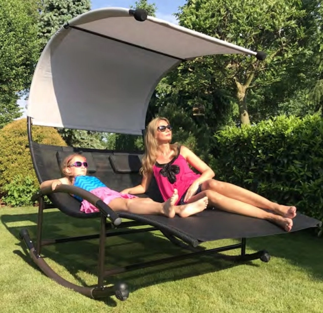 Garden Lounger with Canopy and Swing