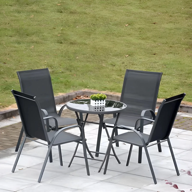 Set of Garden Chairs for Terrace, Balcony, Grey Color