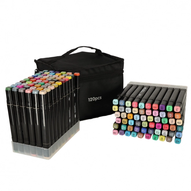 Marker alcolico doppia punta con custodia e supporto – 120 pezzi