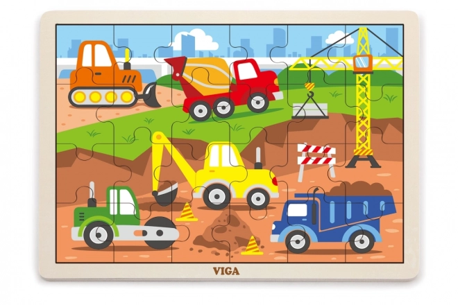 Fa puzzle Építőipari gépek 24 darabos