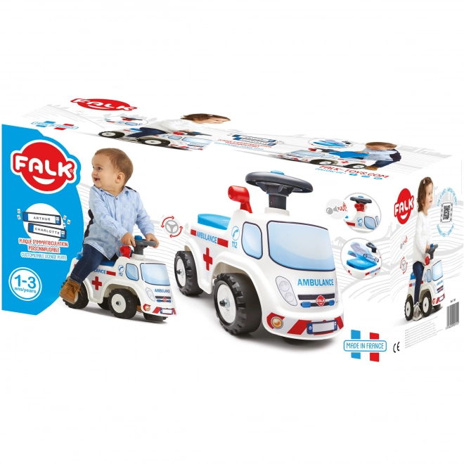 Ambulanza cavalcabile con sedile apribile e clacson